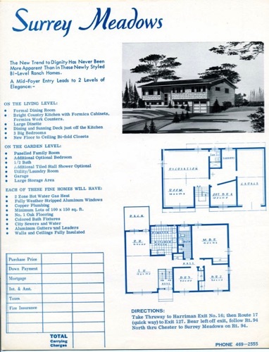 Surrey Meadows Bi-Level Ranch sales brochure. Circa 1970  chs-006156